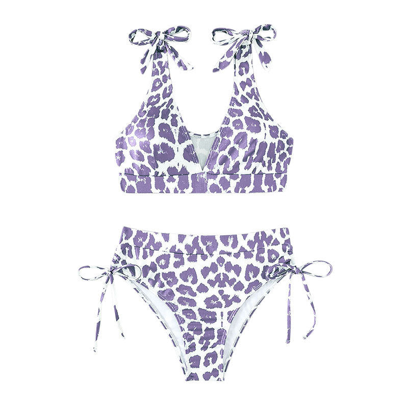 Damen Hochgeschnittenes Bikini-Set mit verspielten Rüschendetails Drune