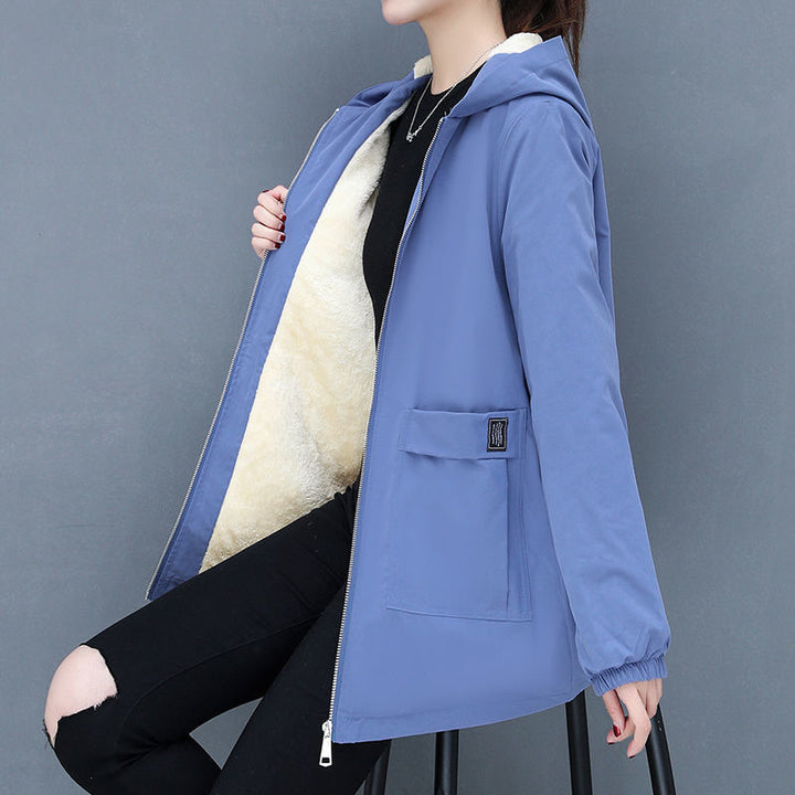 Damen Übergangsjacke mit fleecegefütterter Kapuze und praktischen Taschen Drune