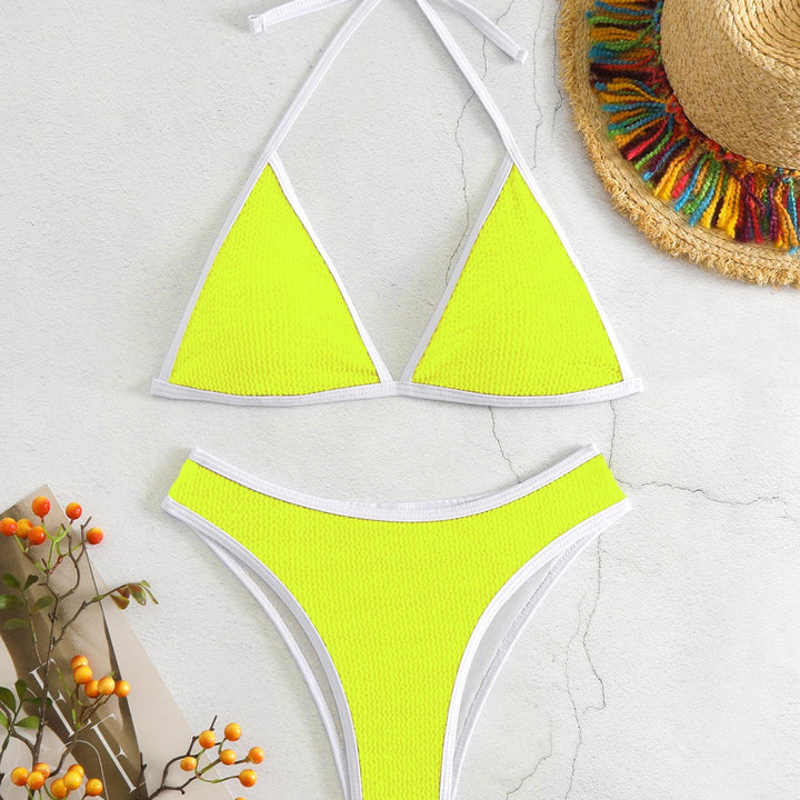 Damen Triangel-Bikini-Set mit kontrastierenden Borten Drune