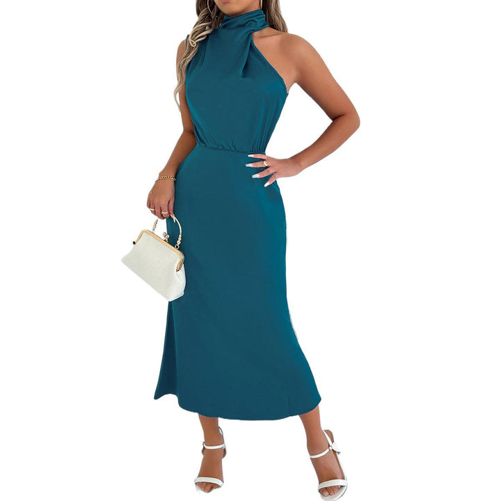 Damen Maxi-Kleid mit asymmetrischem Halter und fließendem Schnitt Drune