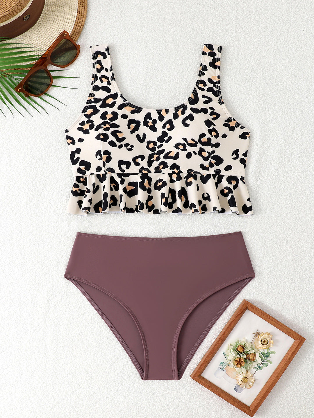 Damen Tankini-Set mit modischem Rüschendesign und hohem Schnitt Drune