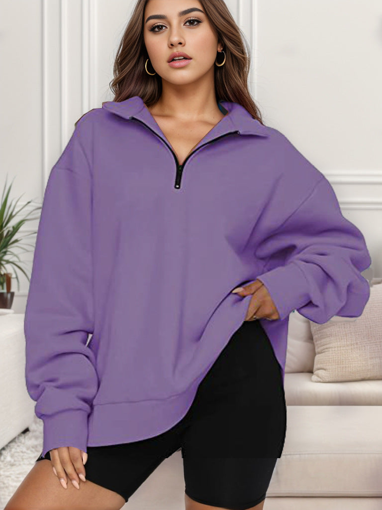 Damen Oversized Sweatshirt mit Stehkragen Drune