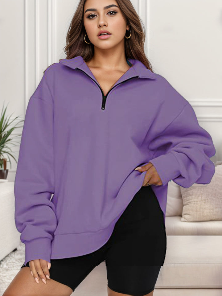 Damen Oversized Sweatshirt mit Stehkragen Drune