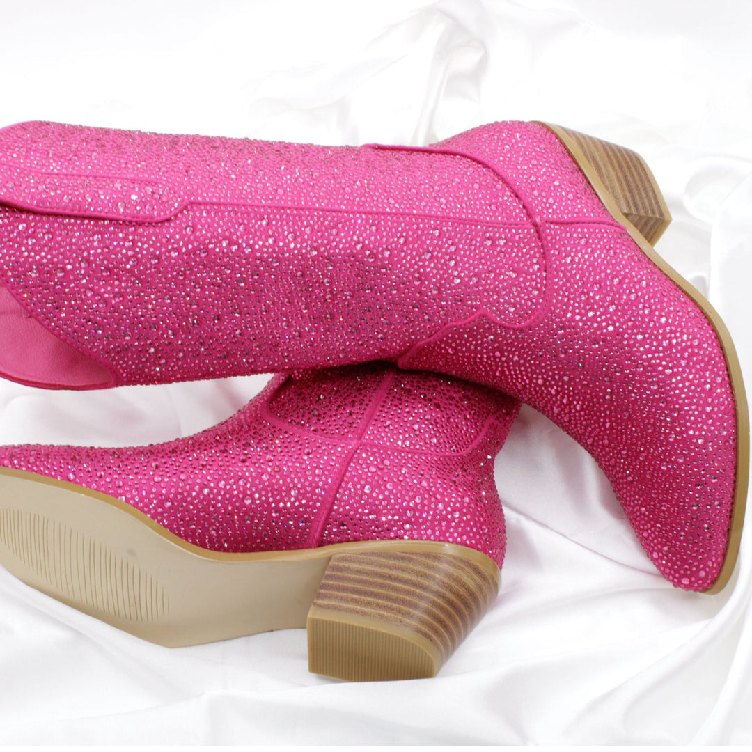 Damen Glitzernde Western-Stiefeletten Drune
