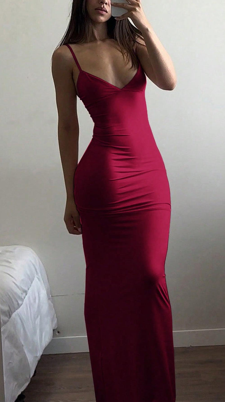 Damen Elegantes Etuikleid mit tiefem V-Ausschnitt und trägerlosem Design Drune