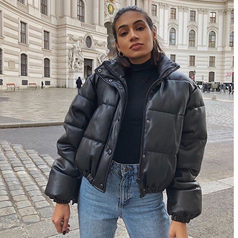 Drune | Leder Pufferjacke - Kurz & Isoliert - Stylisch & Warm - Herbst & Winter Oberbekleidung