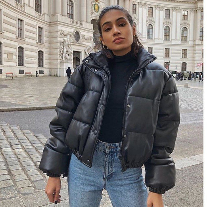 Drune | Leder Pufferjacke - Kurz & Isoliert - Stylisch & Warm - Herbst & Winter Oberbekleidung
