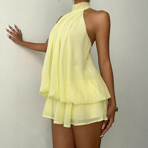 Damen luftiges Wickelkleid mit elegantem Stehkragen und fließendem Saum Drune