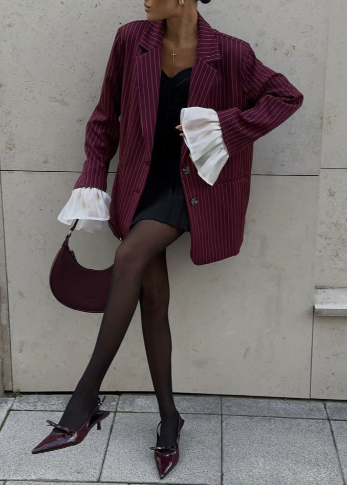 Drune | Nadelstreifen Blazer mit Statement Ärmeln