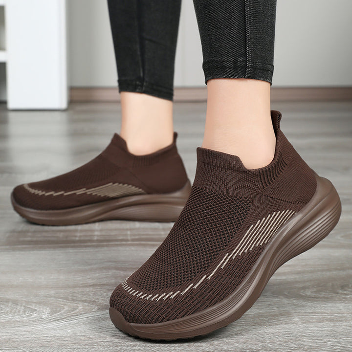 Damen nan ultraleichter Strick-Fit-Reisesneaker mit ergonomischem Memory-Fußbett, elastischem Sockeneinstieg und rutschfester Travel-Profilsohle Drune