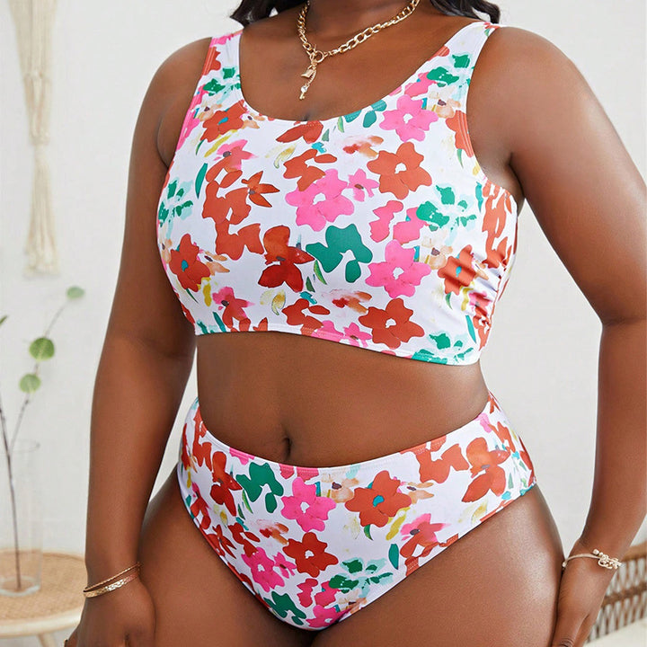 Damen Bikini-Set mit modischem Crop-Top und hochgeschnittenem Unterteil Drune