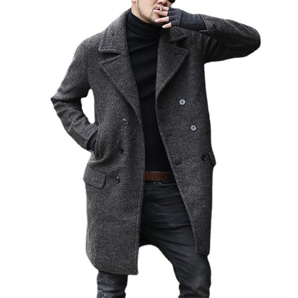 Herren eleganter doppelt geschliffener Wollmantel Drune