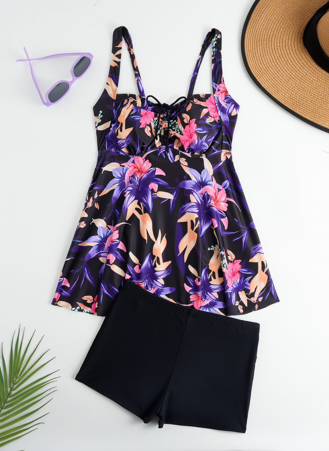 Damen Tankini mit floralem Oberteil und bequemen Shorts Drune