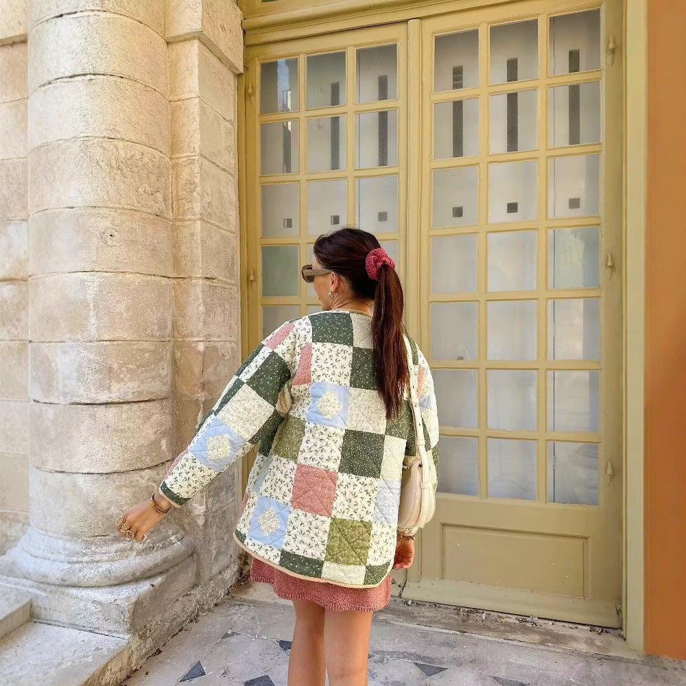 Damen gesteppte Patchwork-Jacke mit praktischen Taschen Drune