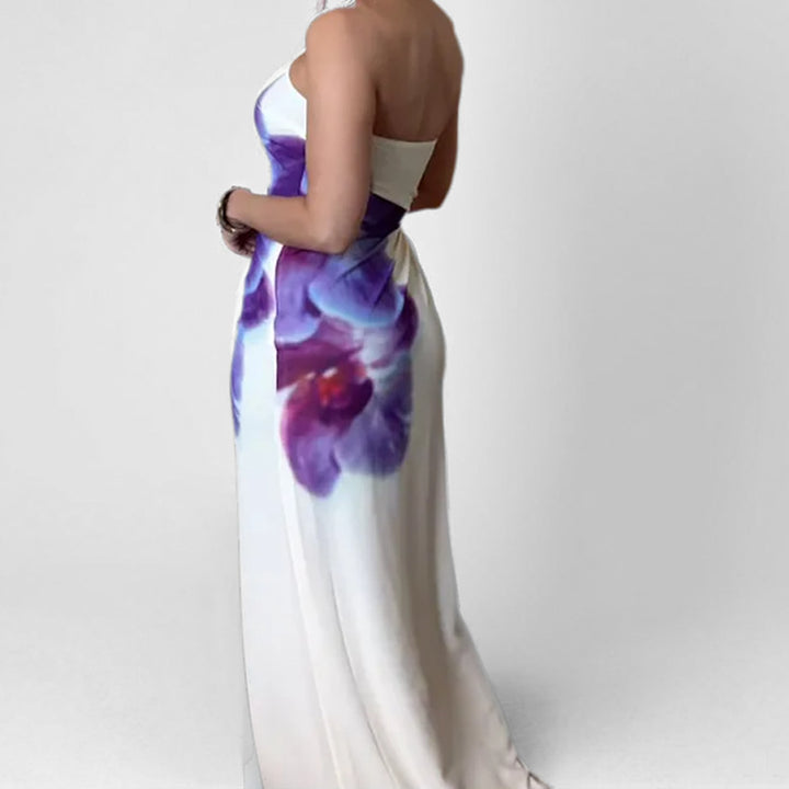 Damen Strapless Maxikleid mit floralem Druck und figurbetontem Schnitt Drune