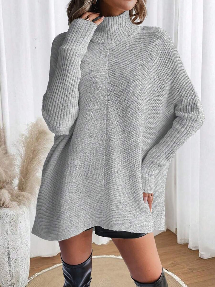 Damen Modischer Oversized Pullover mit hochgeschlossenem Kragen Drune
