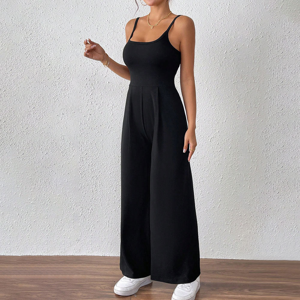 Damen legerer Jumpsuit mit schmalen Spaghetti-Trägern und fließendem Schnitt Drune