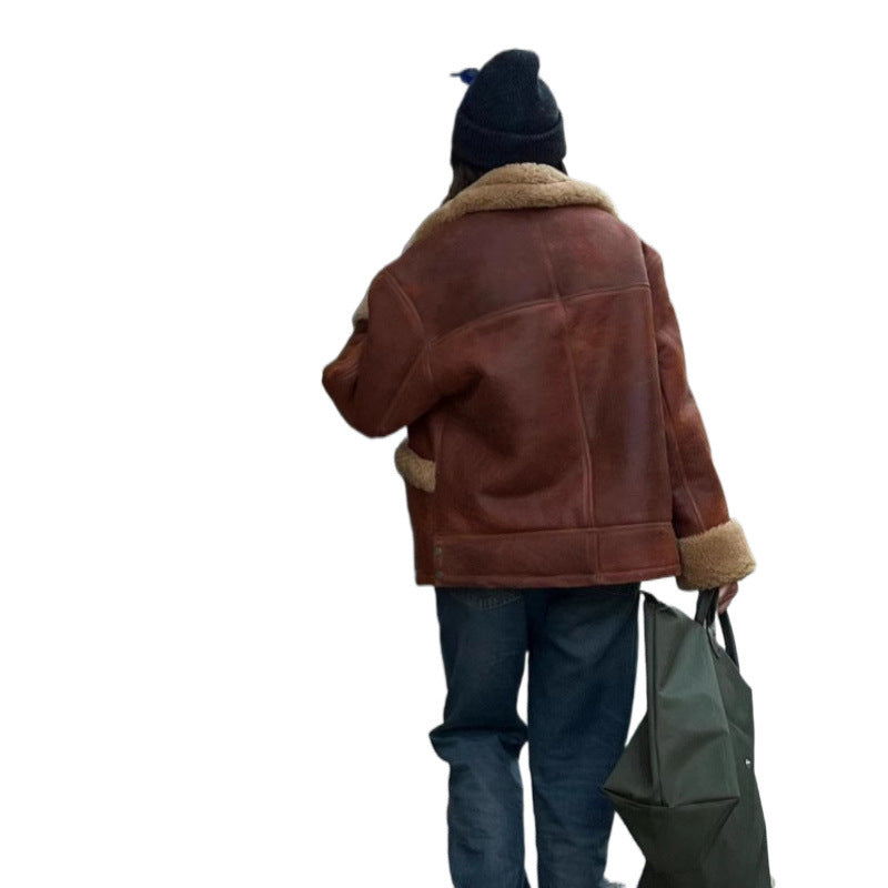 Damen lässiger Pelzmantel mit oversized Schnitt Drune