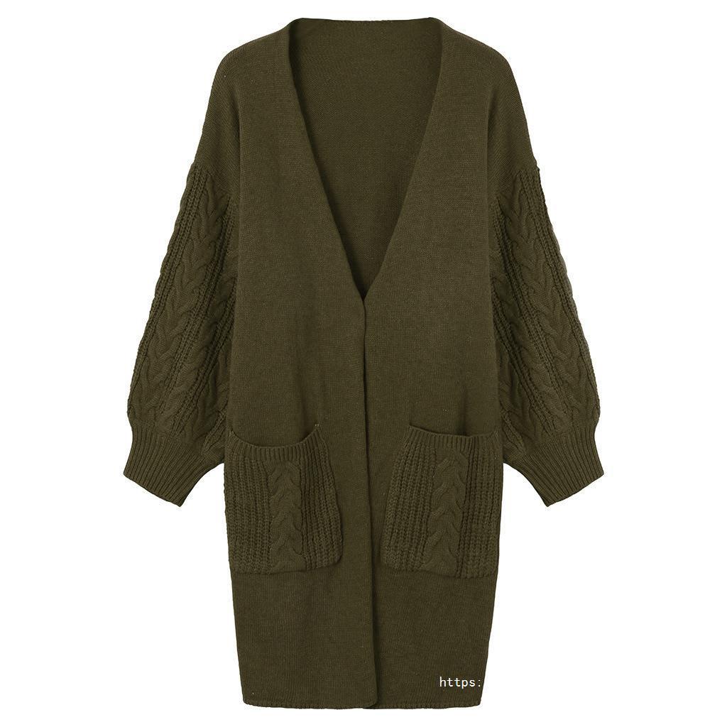 Damen gemütliche Strickjacke mit Taschen Drune