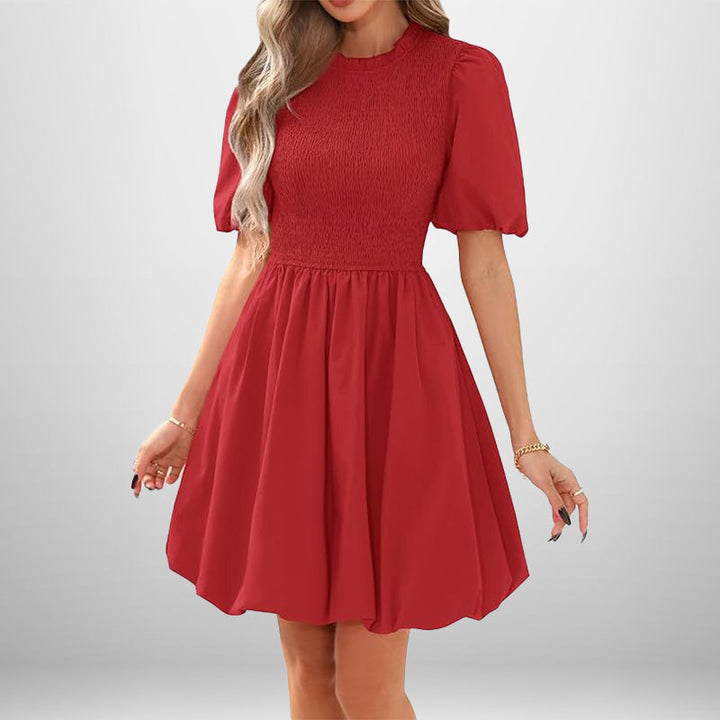 Damen Minikleid mit Ballonärmeln und elastischem Bustier Drune