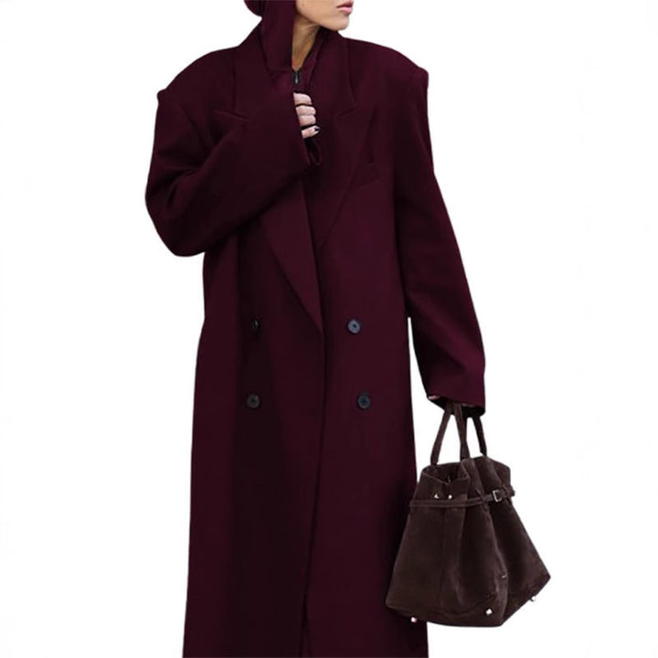 Damen Eleganter Oversize-Wollmantel mit Doppelknebelverschluss Drune