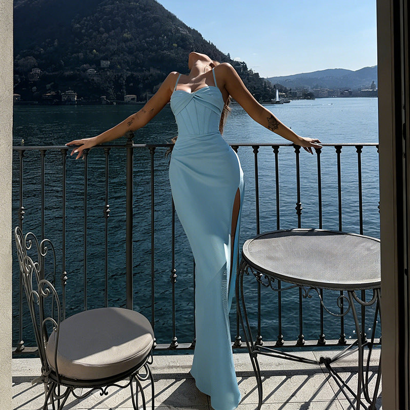 Damen Figurbetontes Maxikleid mit elegantem Wickeldesign Drune