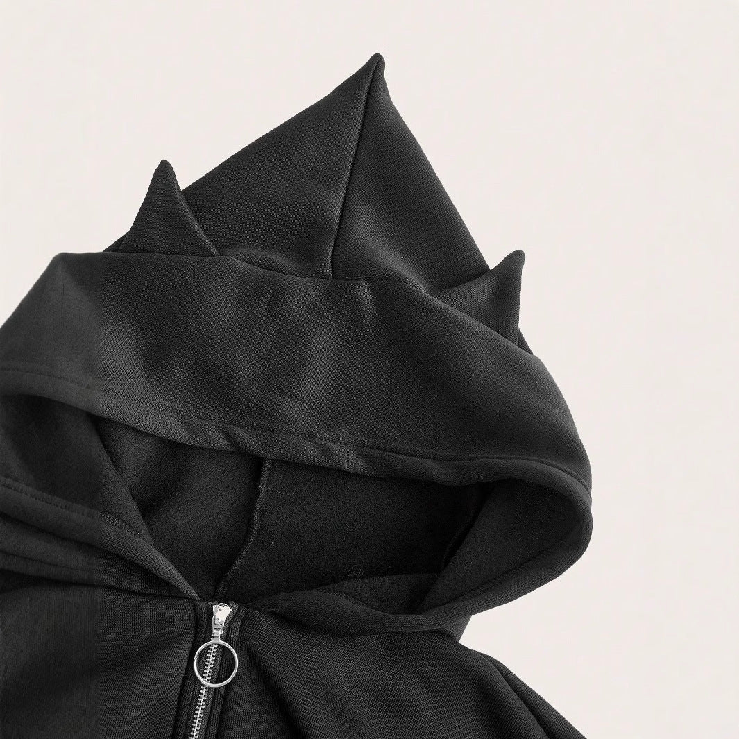 Damen cropped Hoodie mit innovativem Reißverschluss und voluminösen Ärmeln Drune