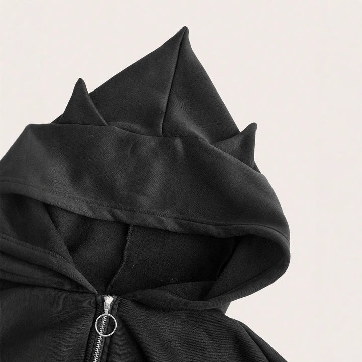 Damen cropped Hoodie mit innovativem Reißverschluss und voluminösen Ärmeln Drune