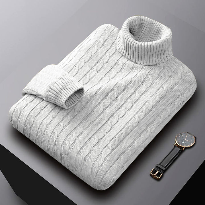 Herren nan grob gestrickter Rollkragenpullover mit Zopfmuster und wärmender Strickstruktur Drune