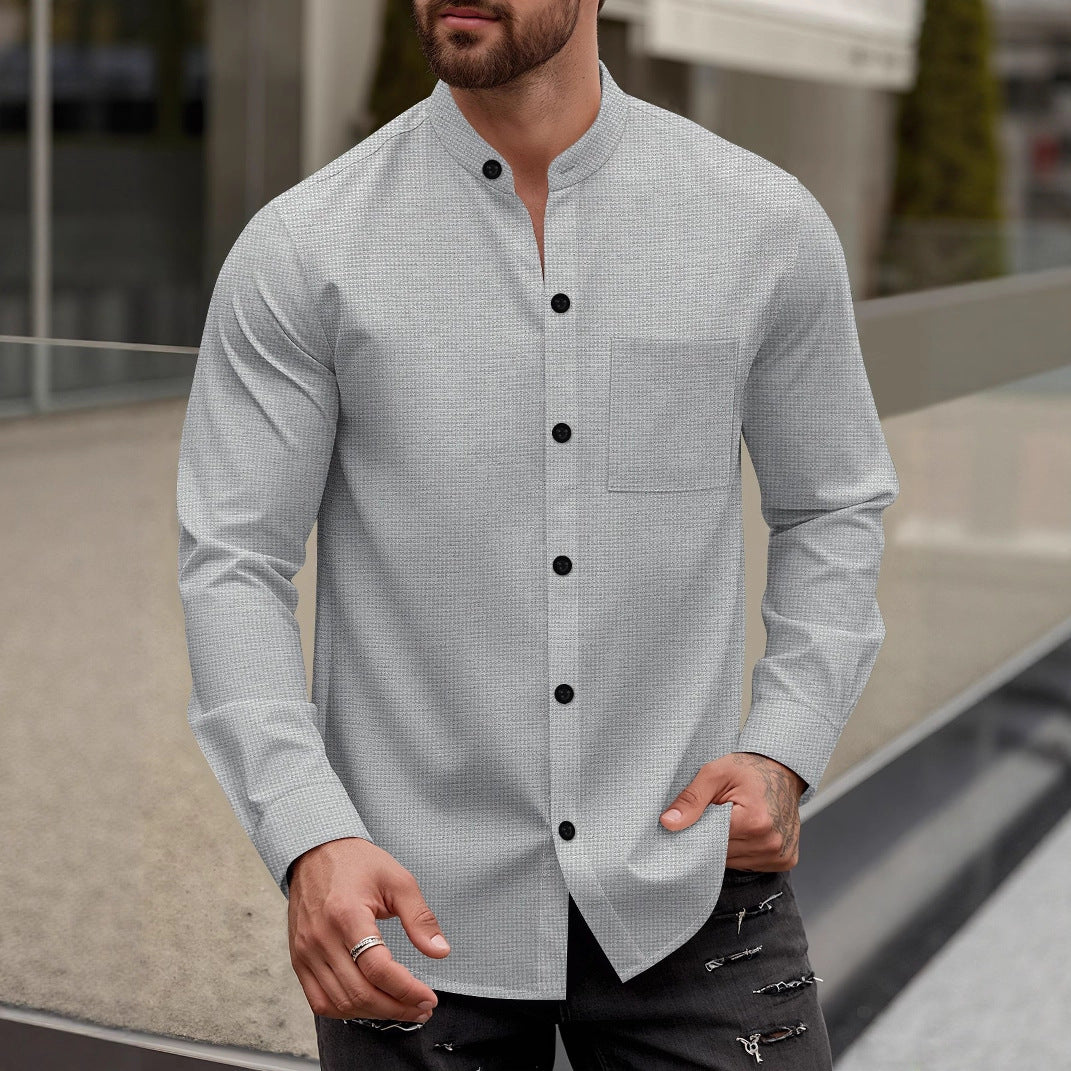 Herren Elegantes Hemd mit Stehkragen Drune