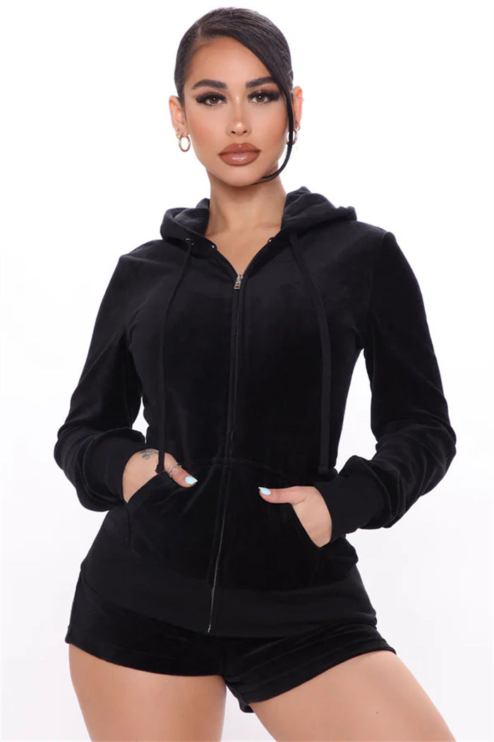 Damen Fleece Kapuzenset Drune