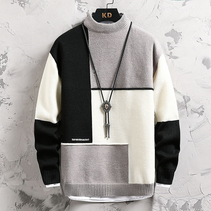 Herren hochwertiger Rollkragenpullover mit modernem geometrischem Design Drune