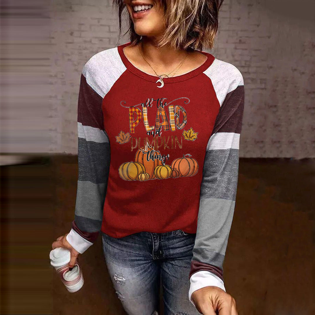 Damen lässiger Longsleeve mit kreativem Druckdesign Drune