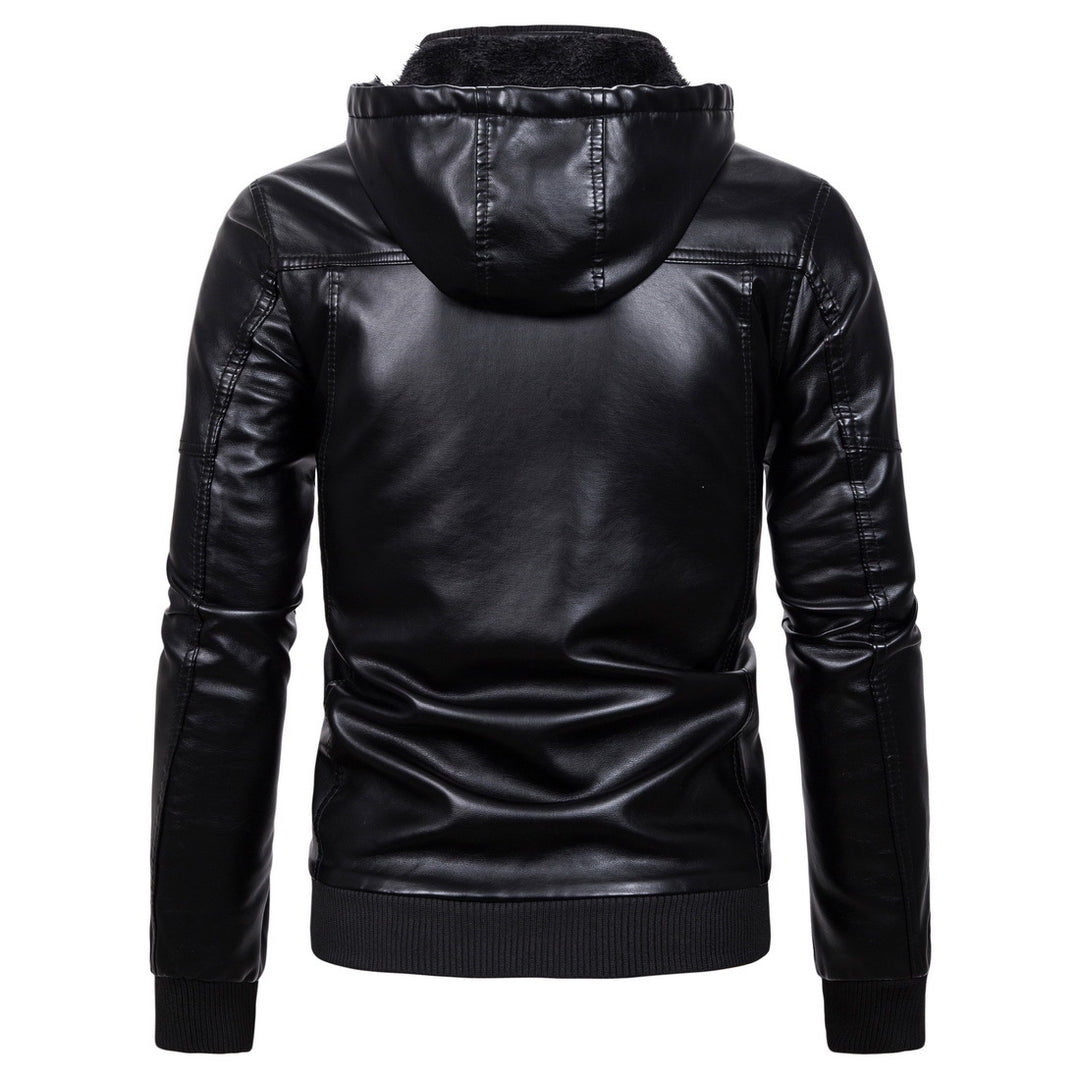 Herren Stilvolle Kapuzen-Faux-Lederjacke Drune