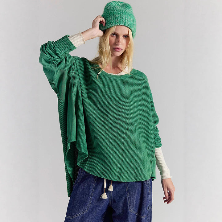Damen Lässiger Oversized Pullover mit strukturiertem Design und seitlichen Nähten Drune
