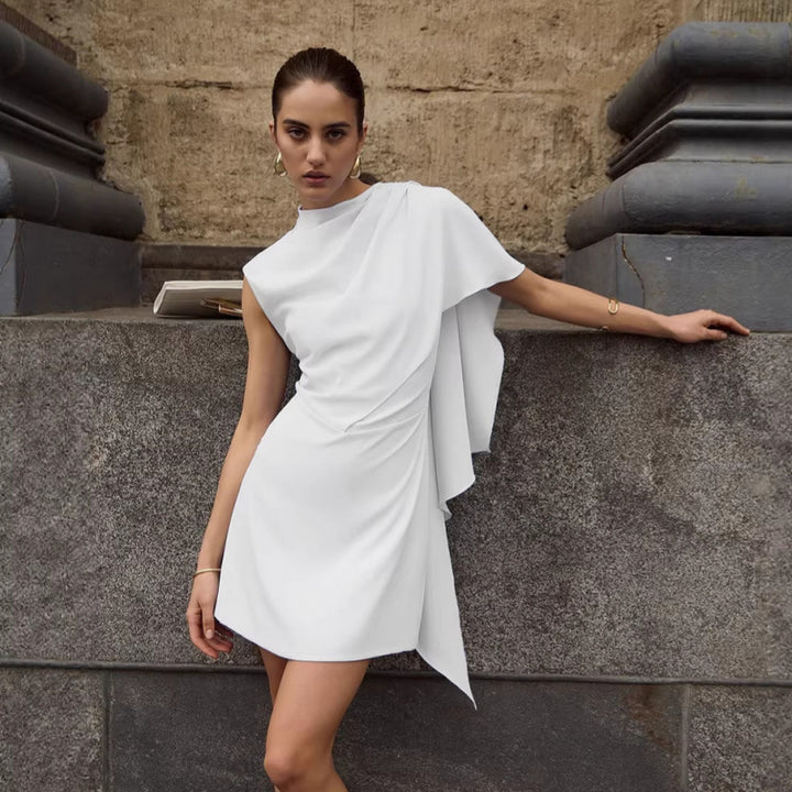 Damen elegantes Wickelkleid mit asymmetrischem Saum und raffinierter Drapierung Drune