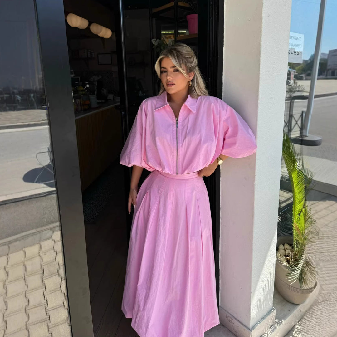 Damen Elegantes Maxikleid mit hochgeschlossenem Oberteil und weitem Saum