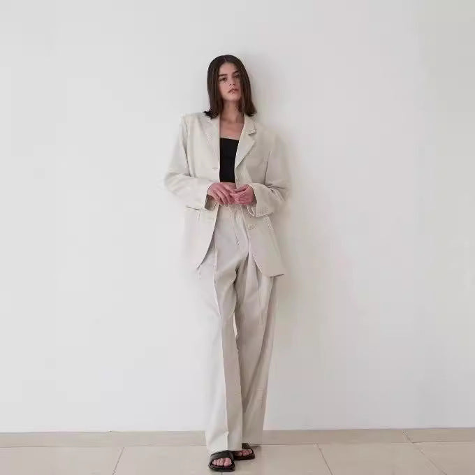 Damen elegante hoch geschnittene Plissee-Hose Drune