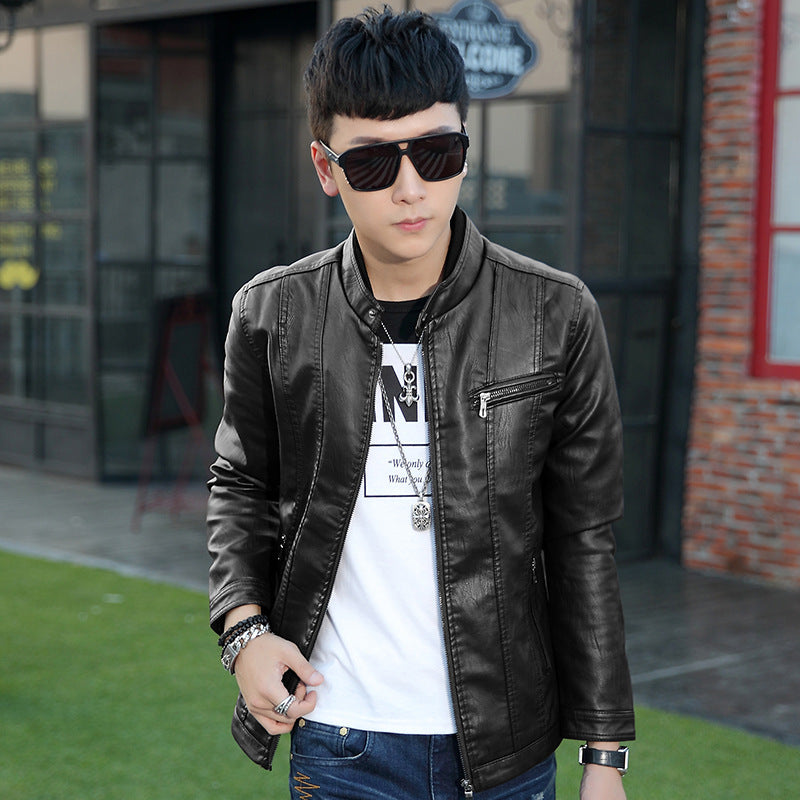 Herren trendige Kunstlederjacke mit feinen Steppdetails Drune