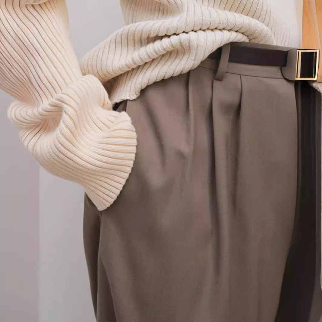 Damen Weit geschnittene elegante Stoffhose Drune