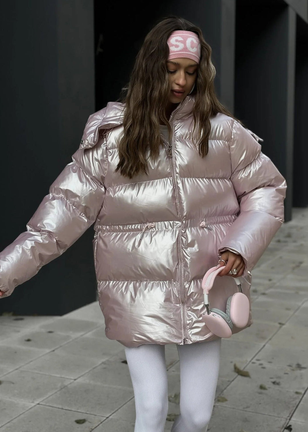 Drune | Silber Übergroße Pufferjacke