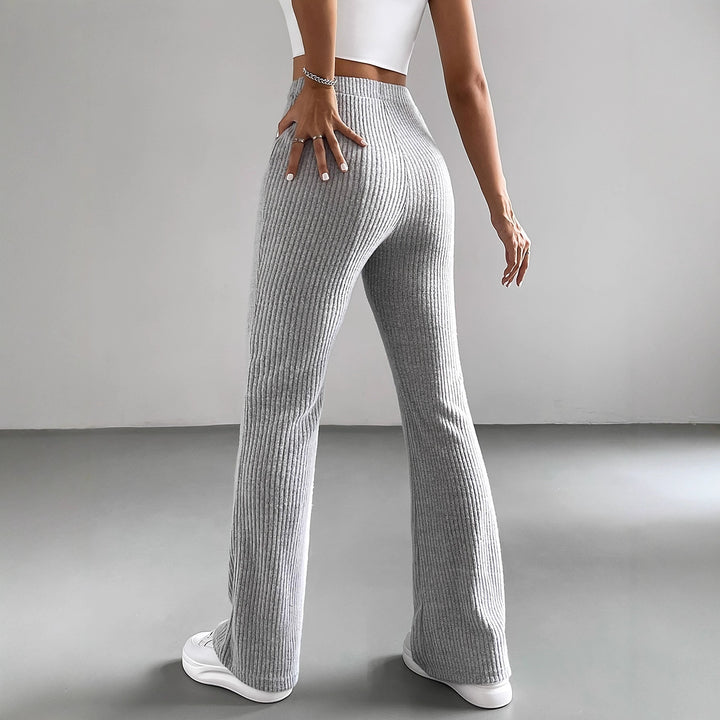 Damen Elegante und bequeme Rippen-Hose mit hohem Bund Drune
