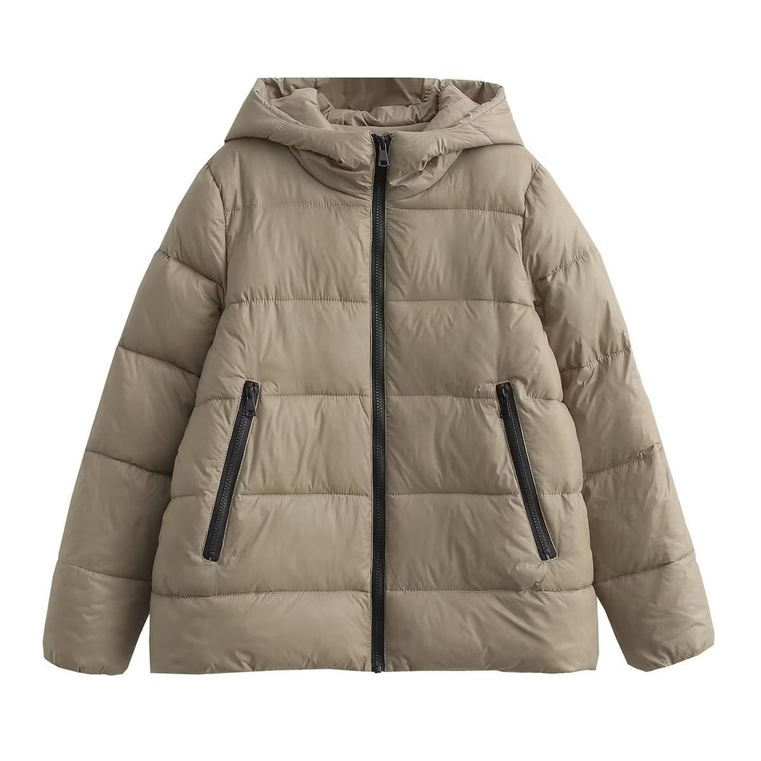 Damen wärmeisolierende Kunstfaserjacke mit abnehmbarer Kapuze Drune