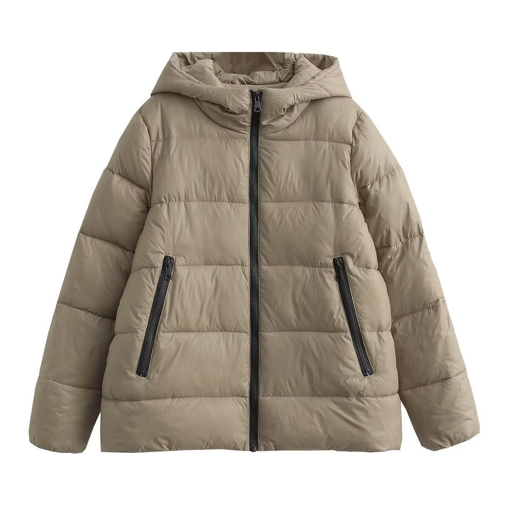 Damen wärmeisolierende Kunstfaserjacke mit abnehmbarer Kapuze Drune