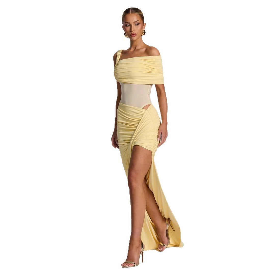 Damen Elegantes Wickelkleid mit asymmetrischem Schnitt und hohem Schlitz Drune