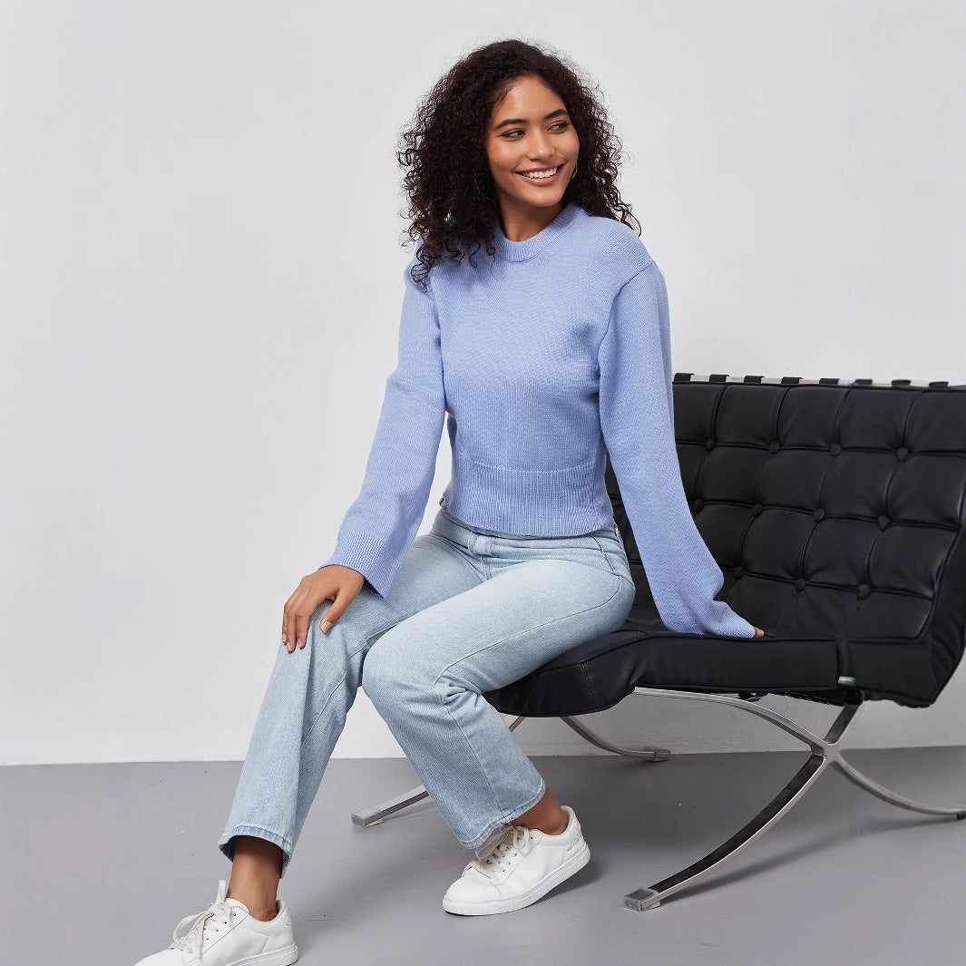 Damen lässiger Pullover mit weit geschnittenen Ärmeln Drune