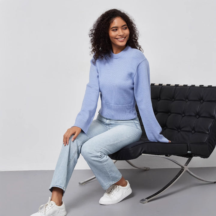 Damen lässiger Pullover mit weit geschnittenen Ärmeln Drune