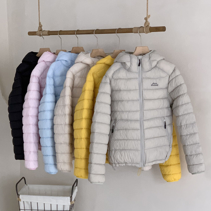 Damen ultraleichte Pufferjacke mit abnehmbarer Kapuze und elastischem Saum Drune