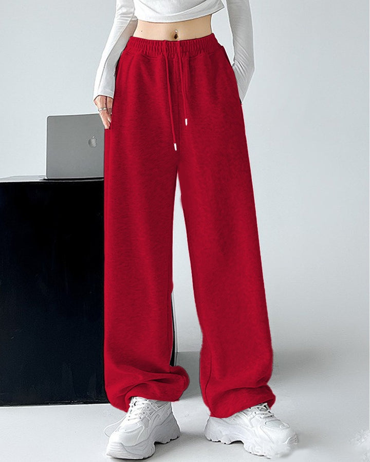 Damen nan extraweite Palazzo-Sweathose mit hohem Komfortbund, seitlichen Eingrifftaschen, Schlitz am Saum und Kordelzug Drune