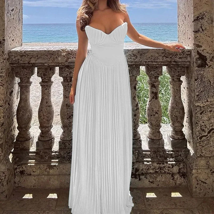 Damen Elegantes plissiertes Abendkleid Drune